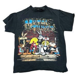 Vtg Original Looney Tunes Metal Tunes Band T Shirt L